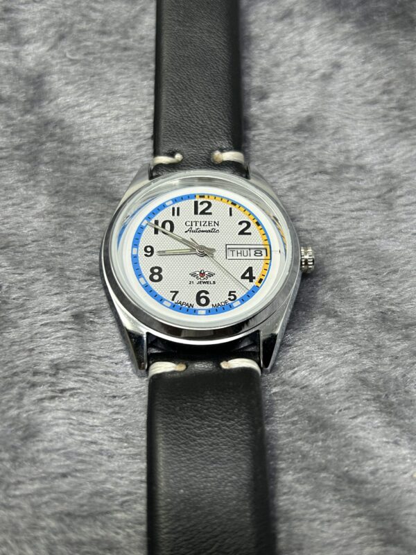CITIZEN Automatic White Dial 21 Jewels Day & Date Japan Made Men' Wrist Watch - Image 5