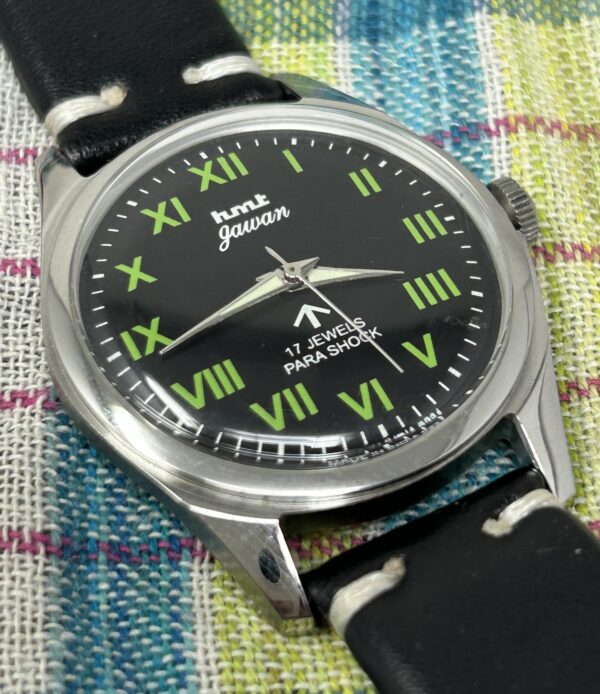 Vintage HMT Jawan Hand Winding 17 Jewels Black Dial Men's Wrist Watch - Image 4