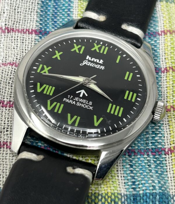 Vintage HMT Jawan Hand Winding 17 Jewels Black Dial Men's Wrist Watch - Image 3