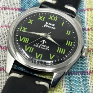 Vintage HMT Jawan Hand Winding 17 Jewels Black Dial Men's Wrist Watch
