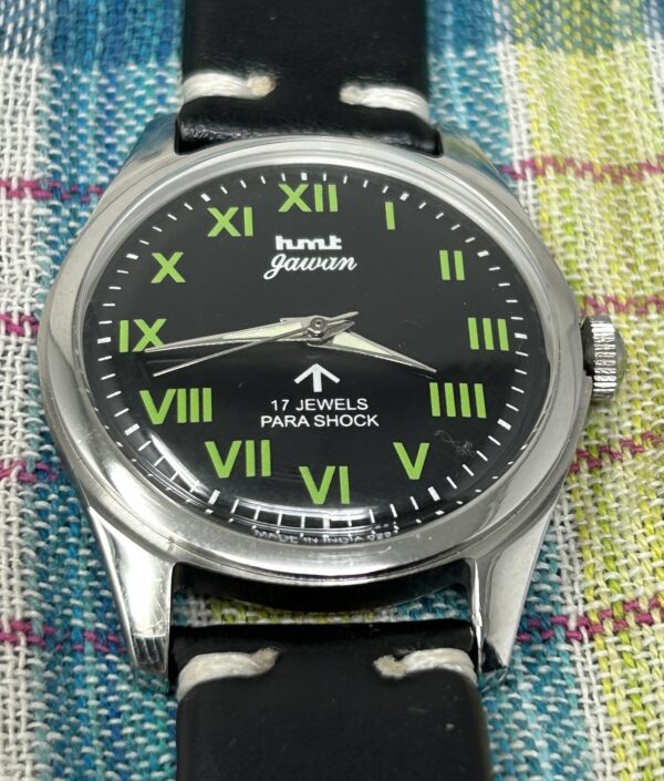 Vintage HMT Jawan Hand Winding 17 Jewels Black Dial Men's Wrist Watch - Image 2
