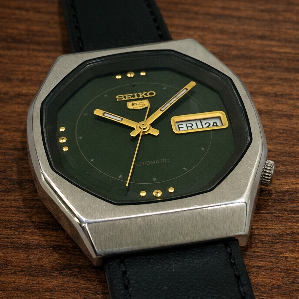 Vintage Seiko Automatic 17 Jewels Day/Date Black Dial Men's Wrist Watch - Image 3