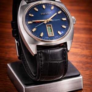 Vintage Ricoh Automatic Day/Date on 6 Blue Dial 21 Jewel Men's Wrist Watch