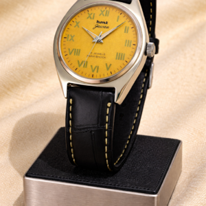 Vintage HMT Jawan Hand Winding 17 Jewel Yellow Dial Men's Wrist Watch