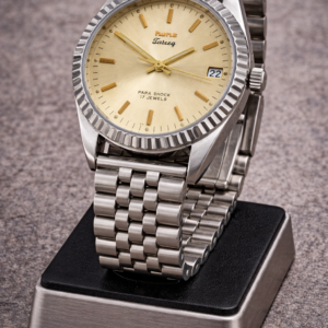 Vintage HMT Tareeg Hand Winding 17 Jewel Golden Dial Date Men's Wrist Watch