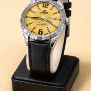 Enicar Hand Winding 17 Jewel Yellow Dial Men's Wrist Watch