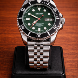 Vintage Seiko Automatic Green Dial Day/Date Men's Wrist Watch