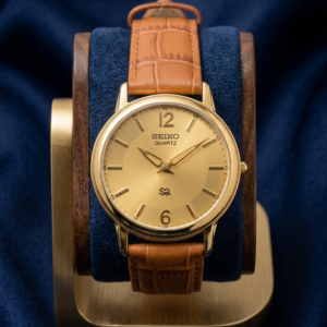 Seiko Quartz Golden Dial Mens Wrist Watch