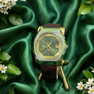 Vintage Ricoh Automatic Day/Date 21 Jewel Green Dial Men's Wrist Watch