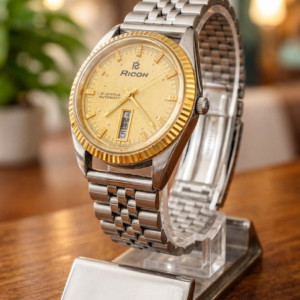 Vintage Ricoh Automatic Day/Date 21 Jewel Golden Dial Men's Wrist Watch