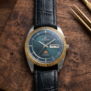 Vintage Ricoh Automatic Day/Date 21 Jewel Green Dial Men's Wrist Watch