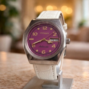 Vintage Citizen Automatic 21 Jewel Day/Date Purple Dial Men's Wrist Watch