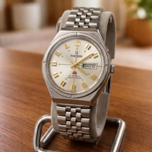 Vintage Ricoh Automatic Day/Date 21 Jewel Silver Dial Men's Wrist Watch