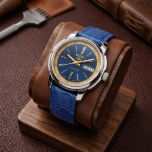 Vintage Seiko Automatic 17 Jewel Day/Date Blue Dial Men's Wrist Watch