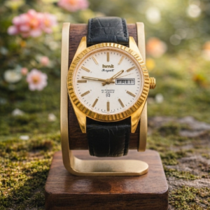 Vintage HMT Rajat Automatic 21 Jewel Day/Date White Dial Men's Wrist Watch