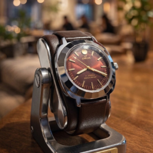 Enicar Hand Winding 17 Jewel Maroon Dial Men's Wrist Watch